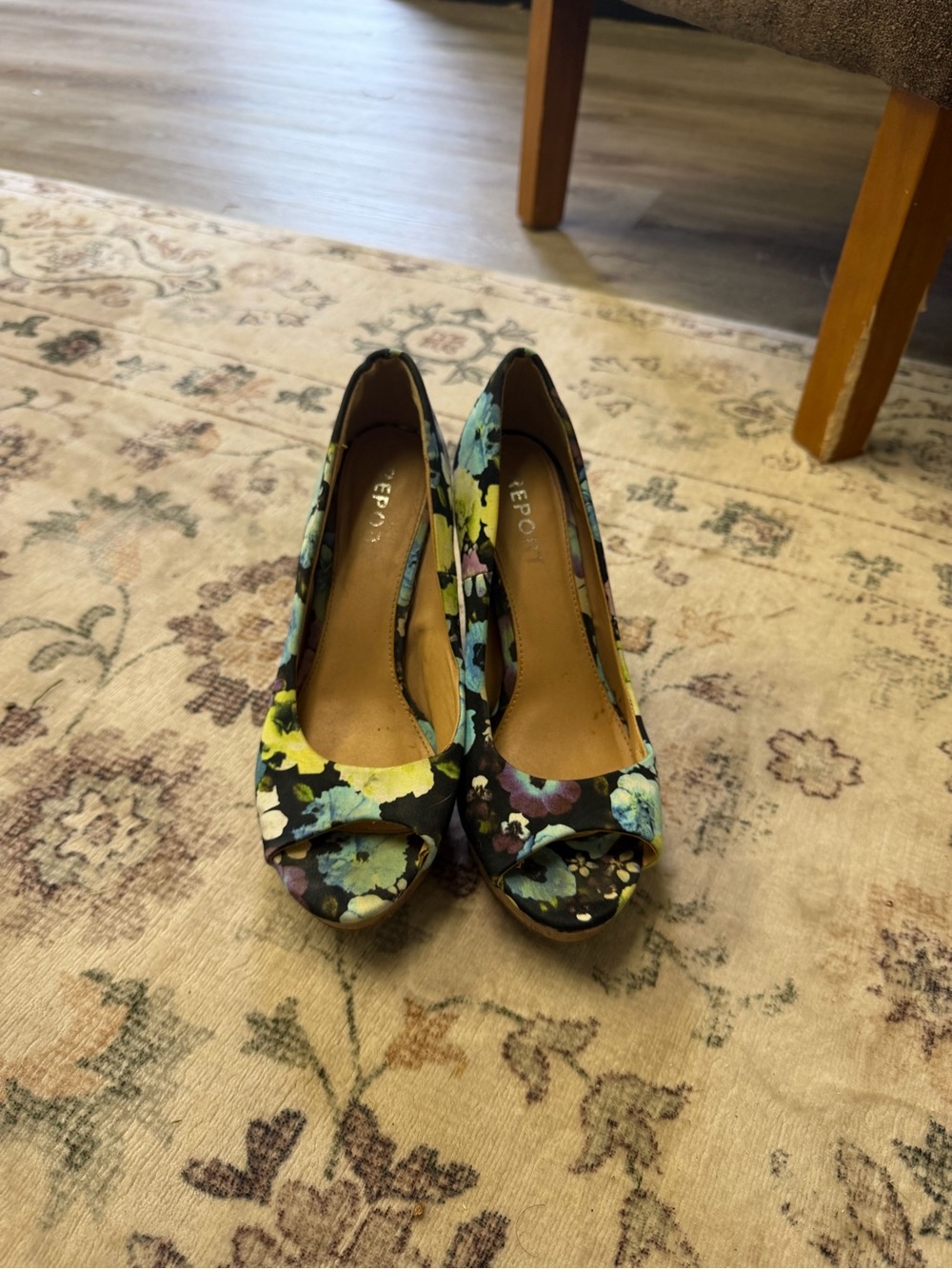 Rampage Floral Peep-Toe Heels in Yellow, Blue, Purple